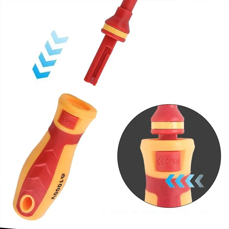 1000V Insulated Screwdriver Set Phillips Slotted Professional  CRV Magnetic Screw Driver Changeable Bit Electrician Hand Tool