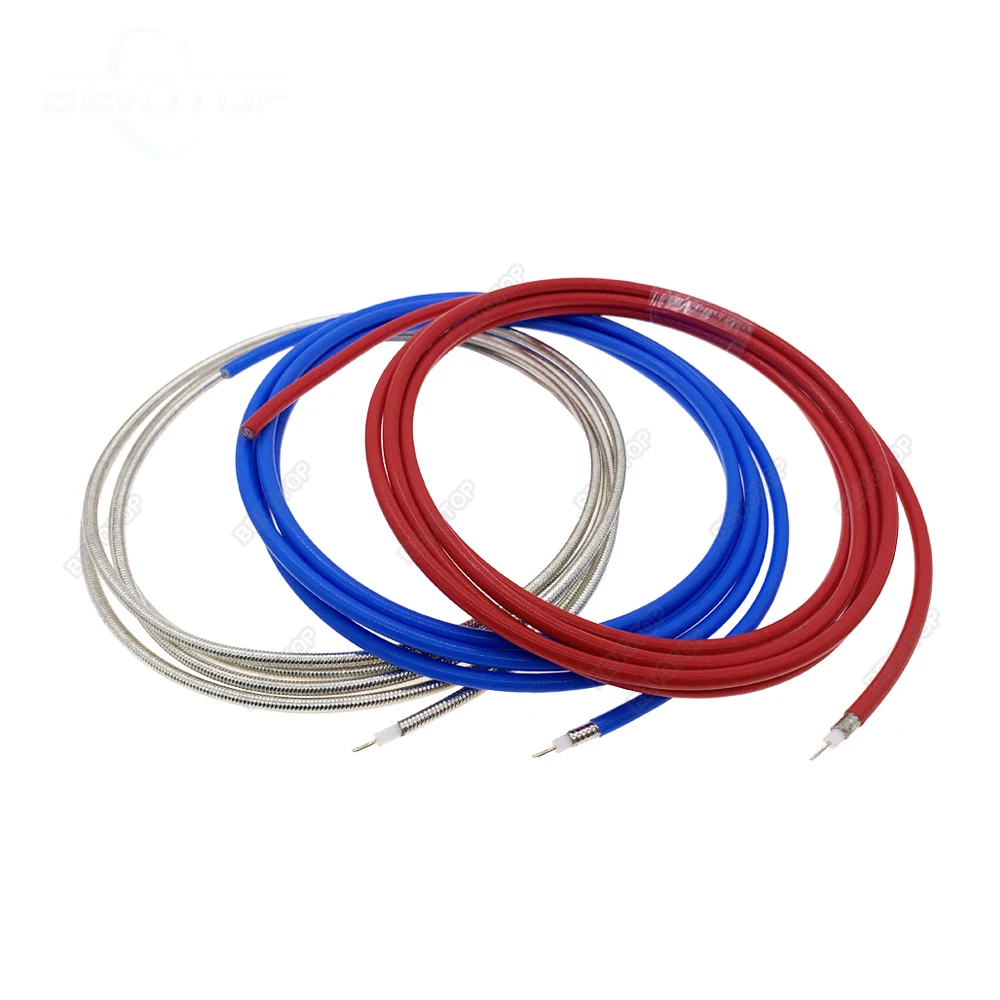 Silver RG402 Coaxial Cable Connector Semi-rigid Flexible RG-402 Coax Pigtail with Jacket RF Pigtail Jumper 0.5M 1M 5M 10M or Cu 5