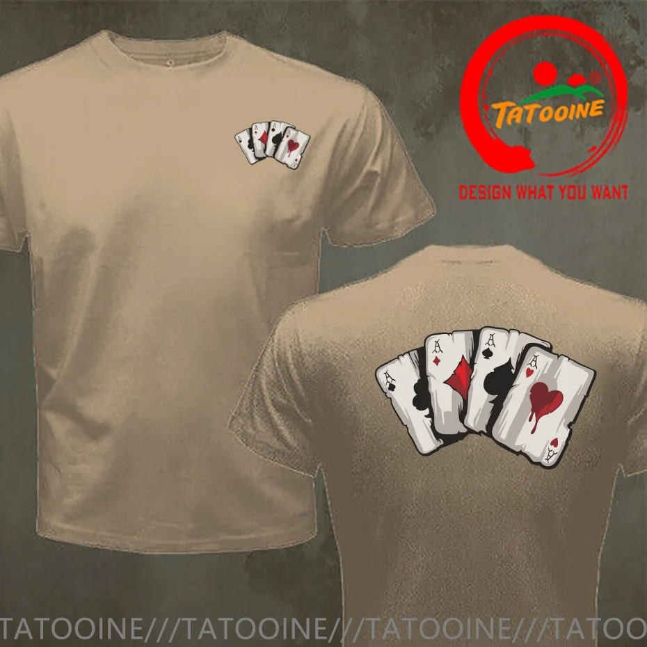 REAL COOL Four Aces Poker Cards A T Shirt Men Fashion Trendy Casual Clothing Stylish Tops Tee Shirt Leisure Tshirt Men's T-Shirt