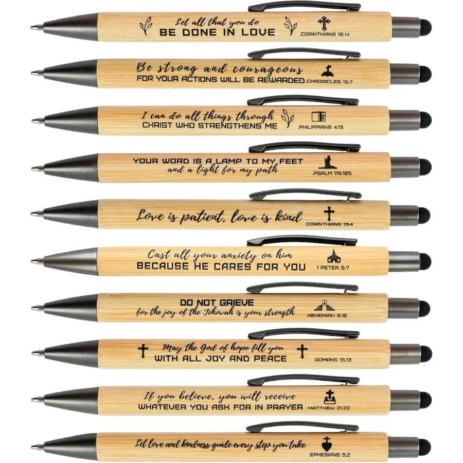 聖書のインスピレーションを与えるスタイラスペン、聖書付きのキリスト教ペン、あらゆる年齢層、オフィス、学校に最適、ギフトにも最適
