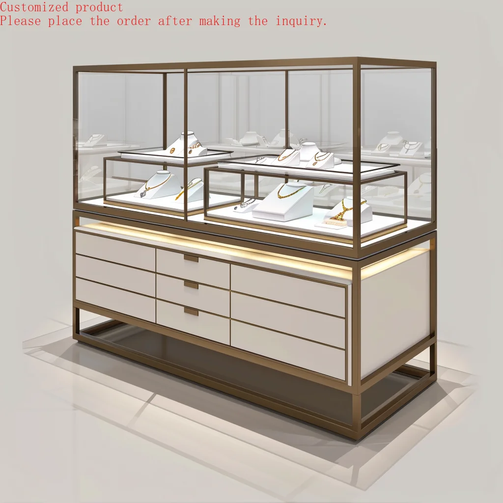 

Custom.Custom Design Jewelry Display Cabinet Showcase Glass Display Cabinet Jewelry Shop Cabinet Display Counter for Store