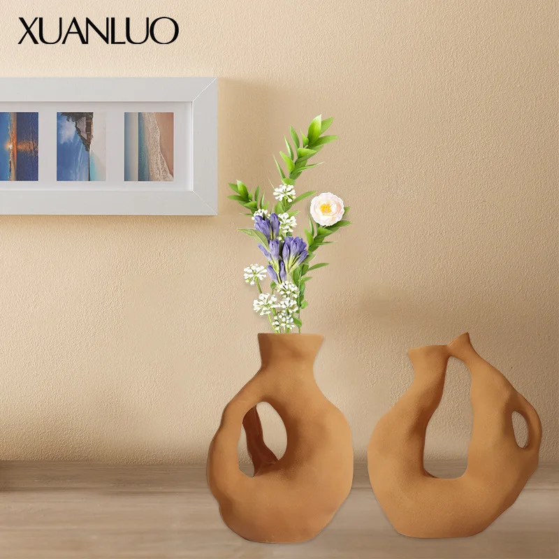 Modern minimalist creative black-and-white vase ornament Show flat sales office study soft furnishings home décor vase display