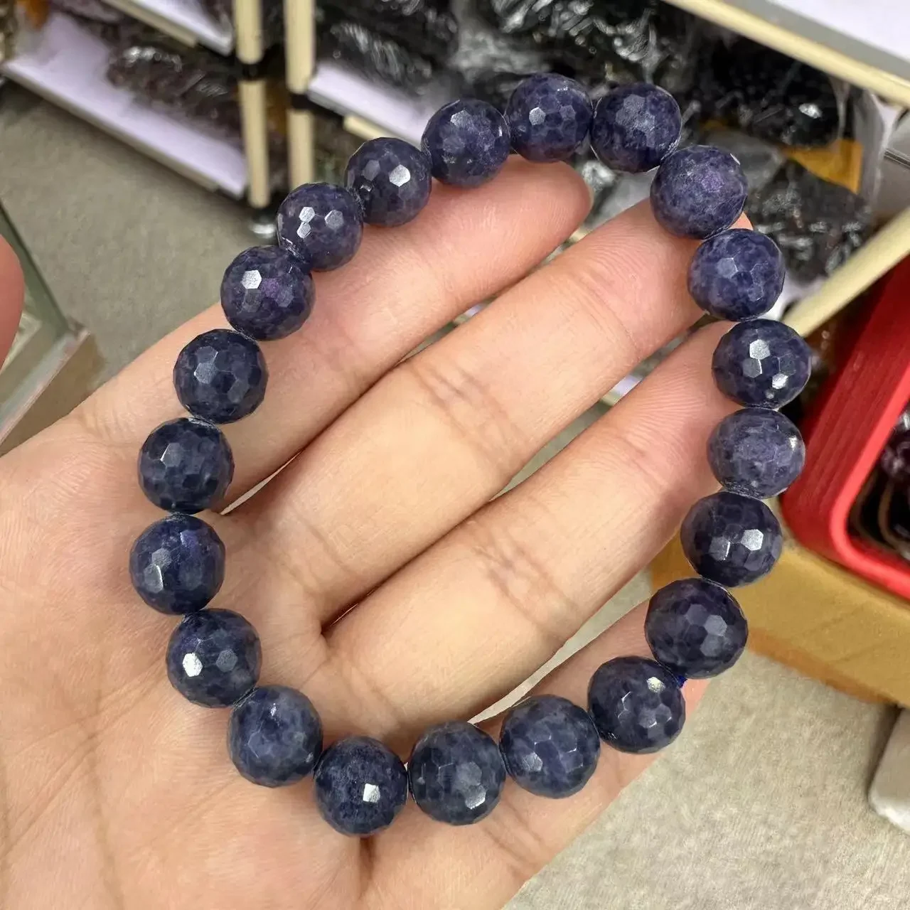 New AAA Quality Natural Cutting Sapphire 9mm Stone Bead Bracelet Natural Stone Bracelet Senior Jewelry Female for Gift Wholesale