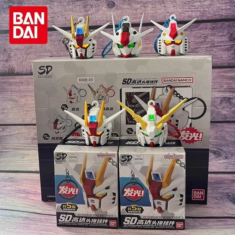 

In Stock Bandai Genuine Sd Gundam Head Light-Up Pendant Blind Box Model Keychain Figurine Trendy Toy Doll Holiday birthday Gifts