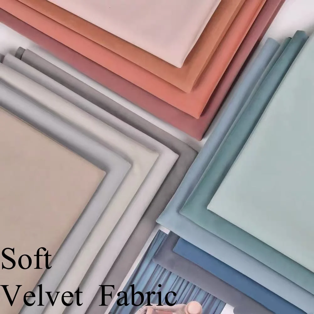 1M/2M Matte Plain Velvet Fabric 140cm Wide for Sofacovers Tablecloth Curtains Sewing Skin-friendly Velvet Cloth Soft Droop