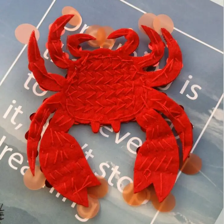 1Pcs Rhinestone crab Beaded Patch for Clothing Sewing on Beading Applique Shirt Shoes Bags Apparel DIY Decoration Patches