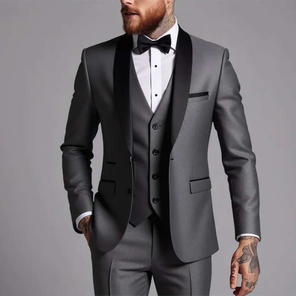 

High-quality, fashionable and stylish new business casual suit set for men, men's wedding dress suit set of three pieces