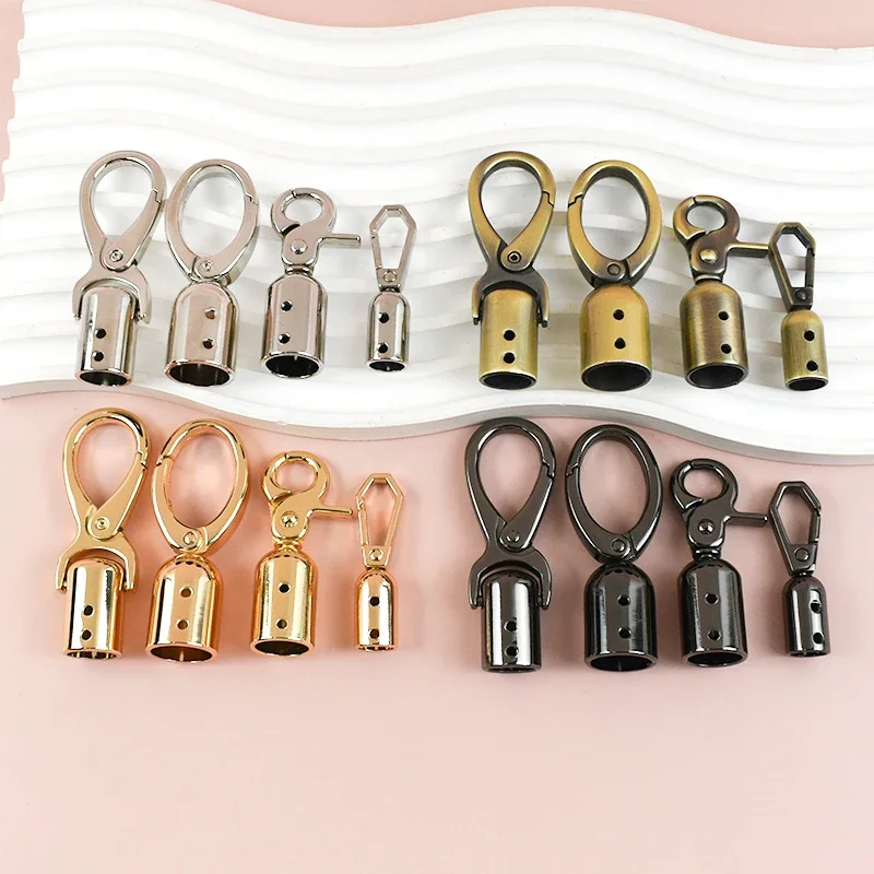 4/10/20Pcs Metal Bag Handle End Caps Tassel Clasp Cord Stopper Buckles for Purse Handbag Snap Hooks DIY Craft Repair Accessories
