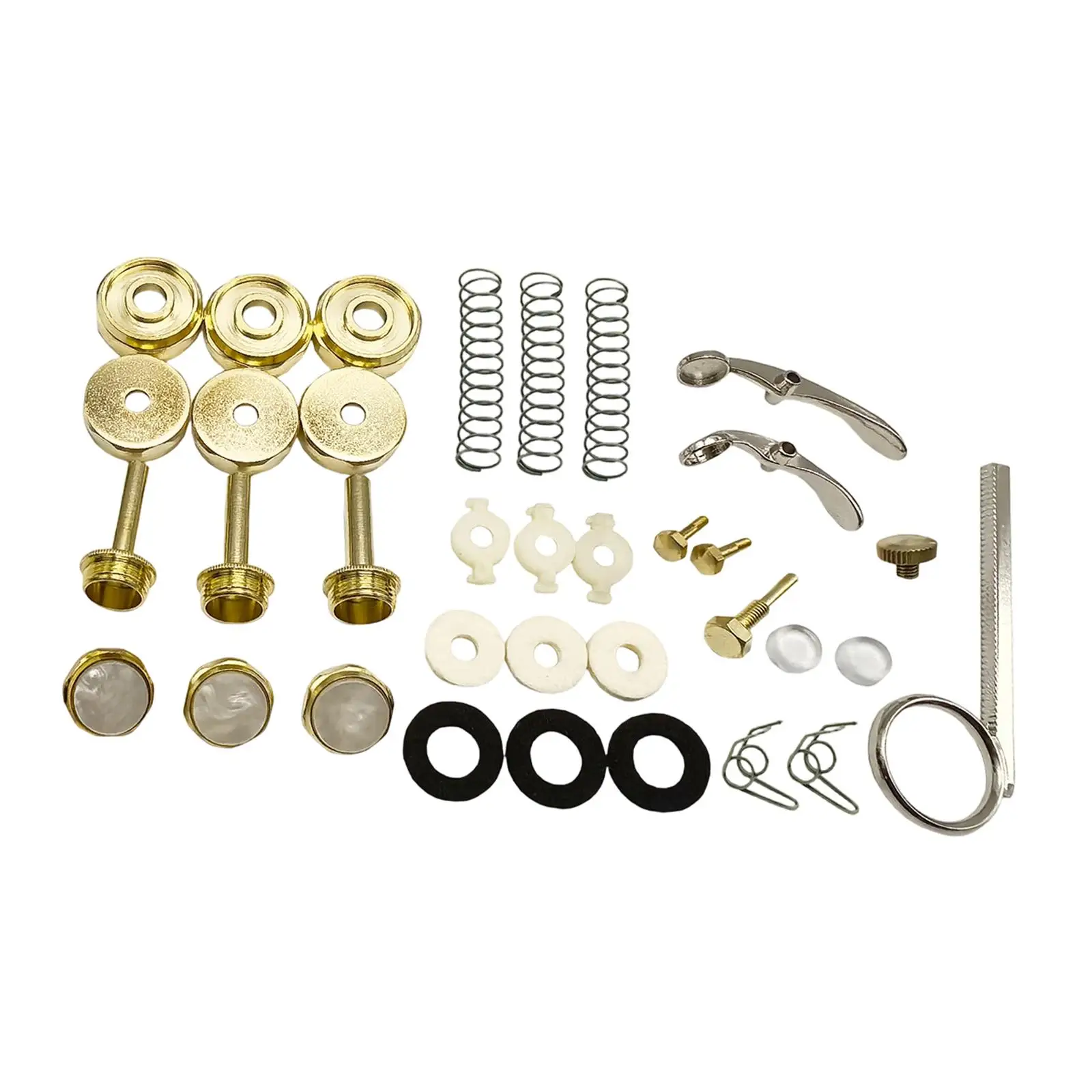 Finger Button Copper Valve Cap Spring Felt Washer Kit Trumpet Repair Set for Standard Bb Brass Instruments Maintenance