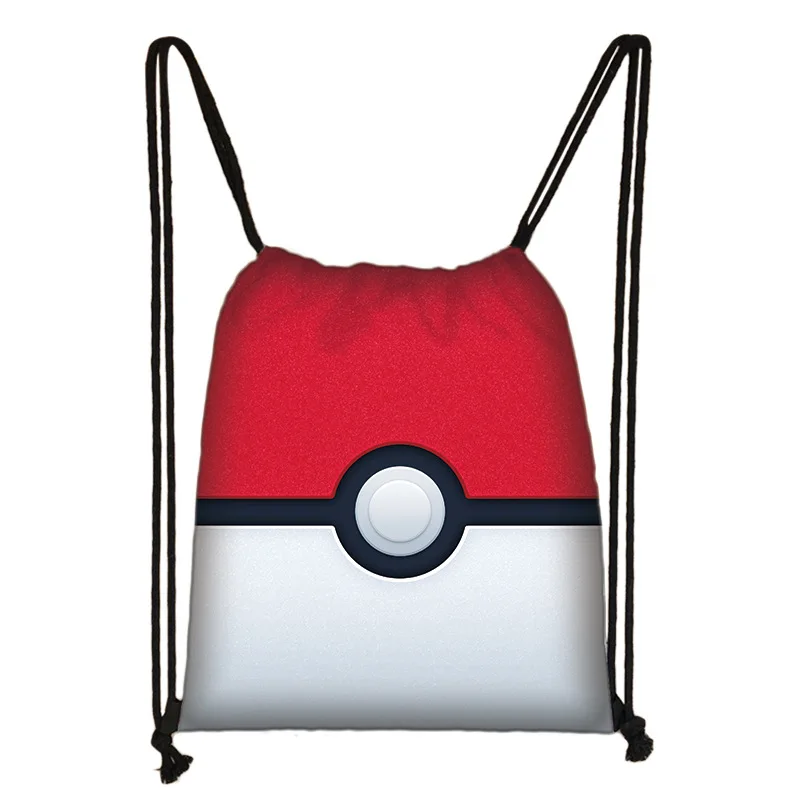 New  Pikachu Pokemon Pocket Polyester Drawstring Bags Plush Model Student Portable School Bag Toys Outdoor Backpack Gift