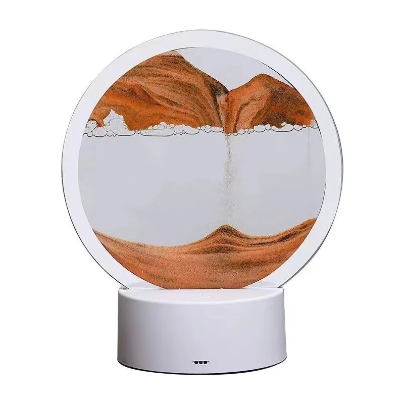 New Flowing Sand Painting Night Light Decoration with Dynamic Hourglass 3D Creative Decompression Table Lamp RemoteControl Touch