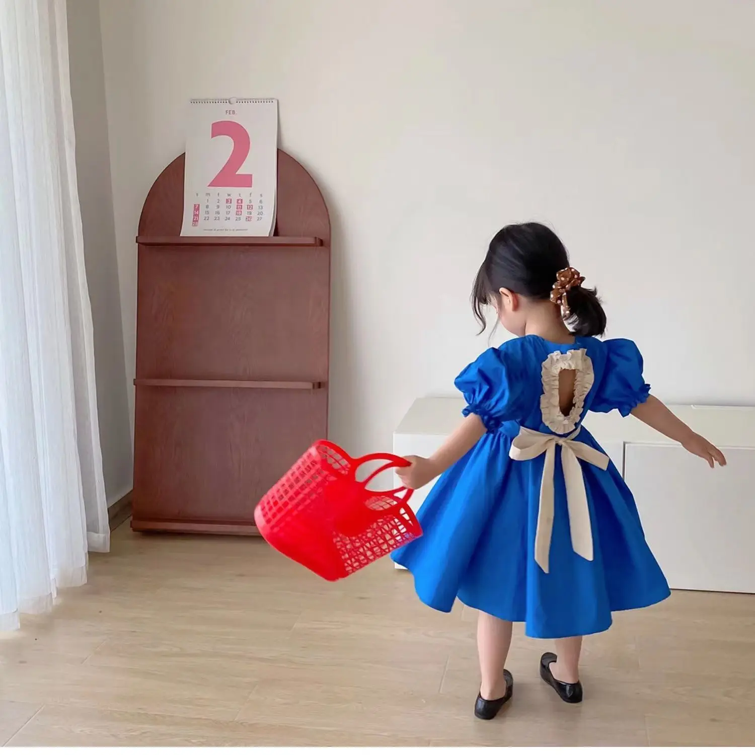 Girls\' Dress Summer 2022 Most New Korean Children\'s Clothing Solid Color Bow Princess Dress Skirt