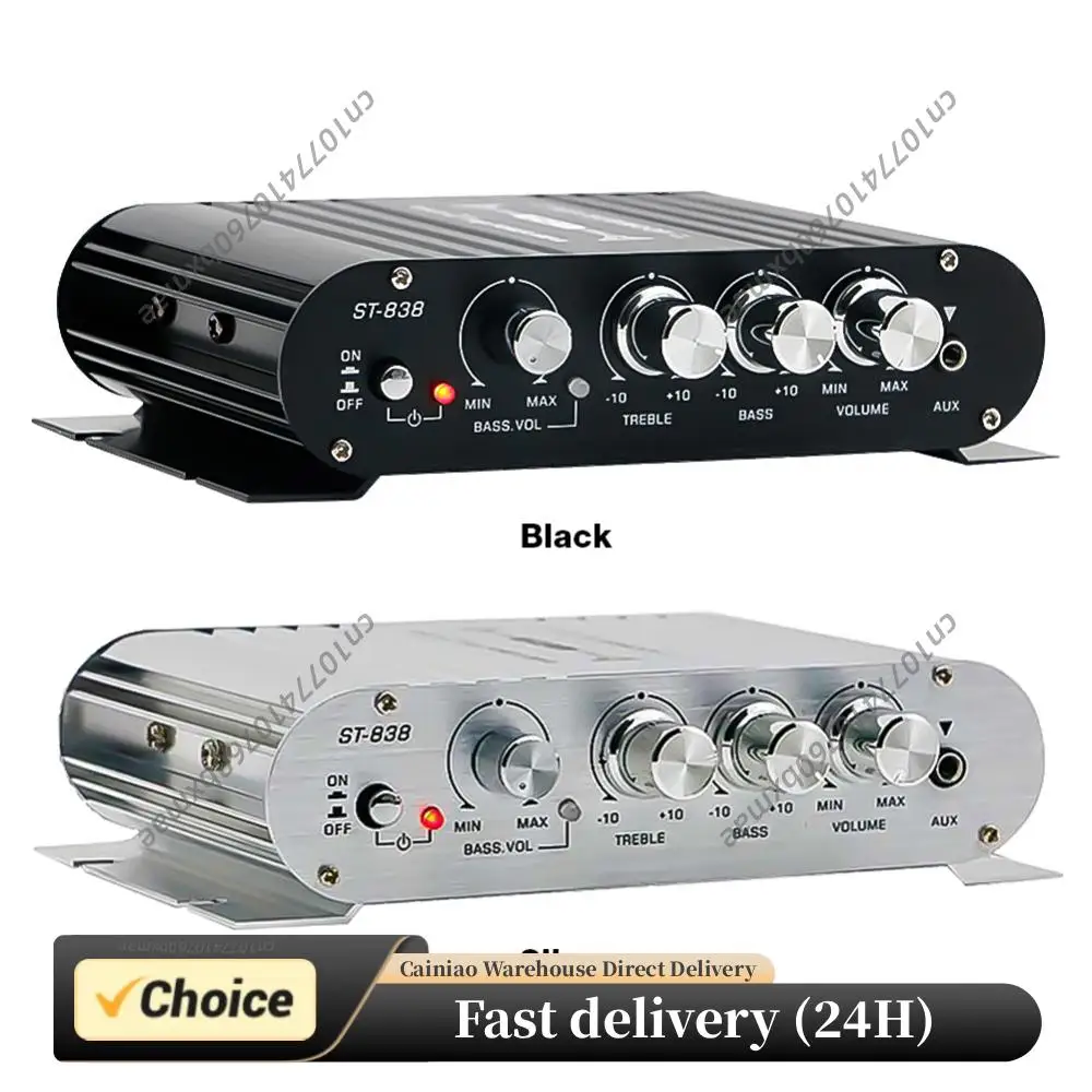 

2.1-канальный Hi-Fi аудиоусилитель ST-838 Super Bass Stereo Amp 12V для сабвуфера, домашней и автомобильной аудиосистемы, музыкального плеера