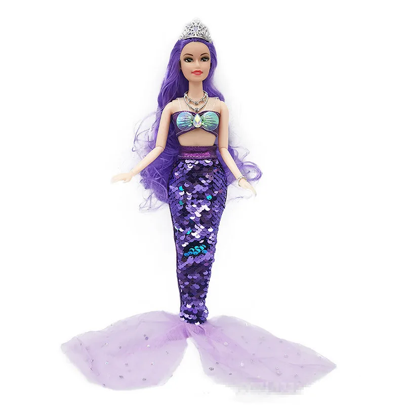 11 Inch Mermaid Doll Full Set Multi Joints Movable 30cm Height Doll with Sequin Skirt Suit Girls Dress Up Toys