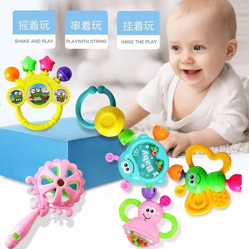 7pcs Baby Rattles Toys Set Infant Grab Shake Rattle Sensory Teether Babies Development Learning Music Toy For Newborn 0 12 Month