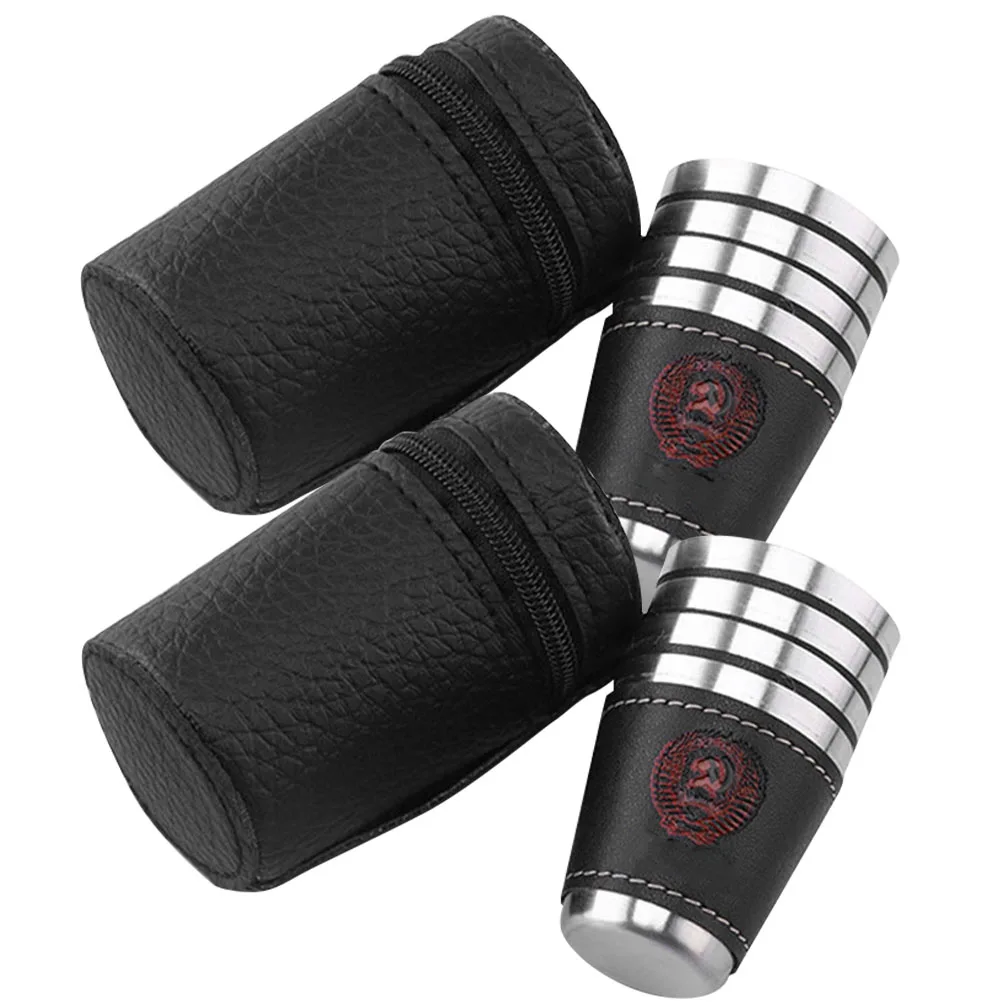 

2Sets Stainless Steel Wine Cup Portable Mini Camping Picnic Drink Cup Durable Anti-Rust Easy Clean Stackable Outdoor Wine Mug