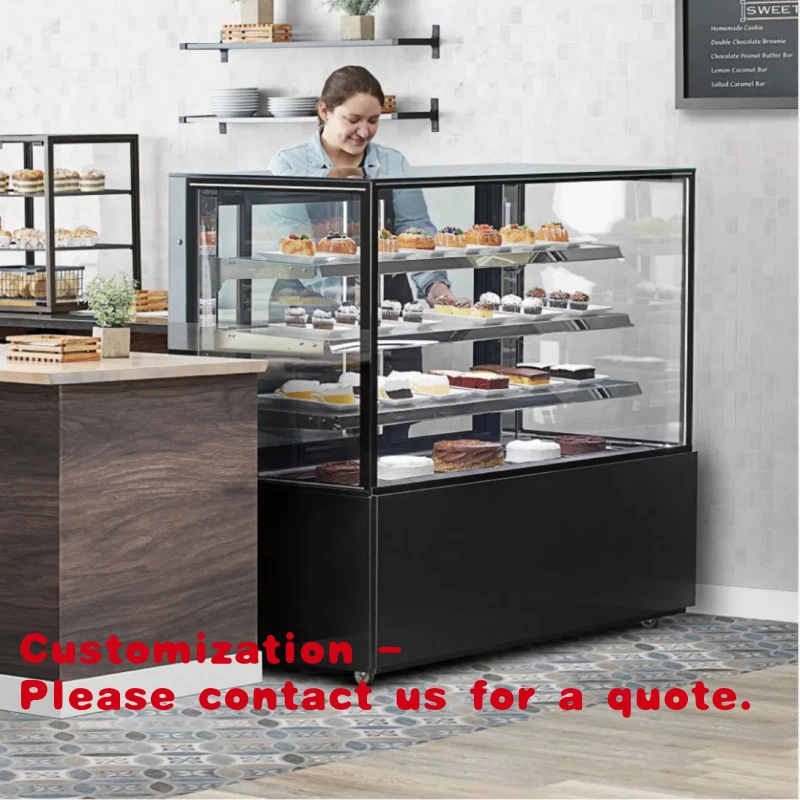 Customize.Commercial Single-Temperature Refrigerated Bakery Display Cooler Black Vertical Right Angle Cake Display Cabinet LED