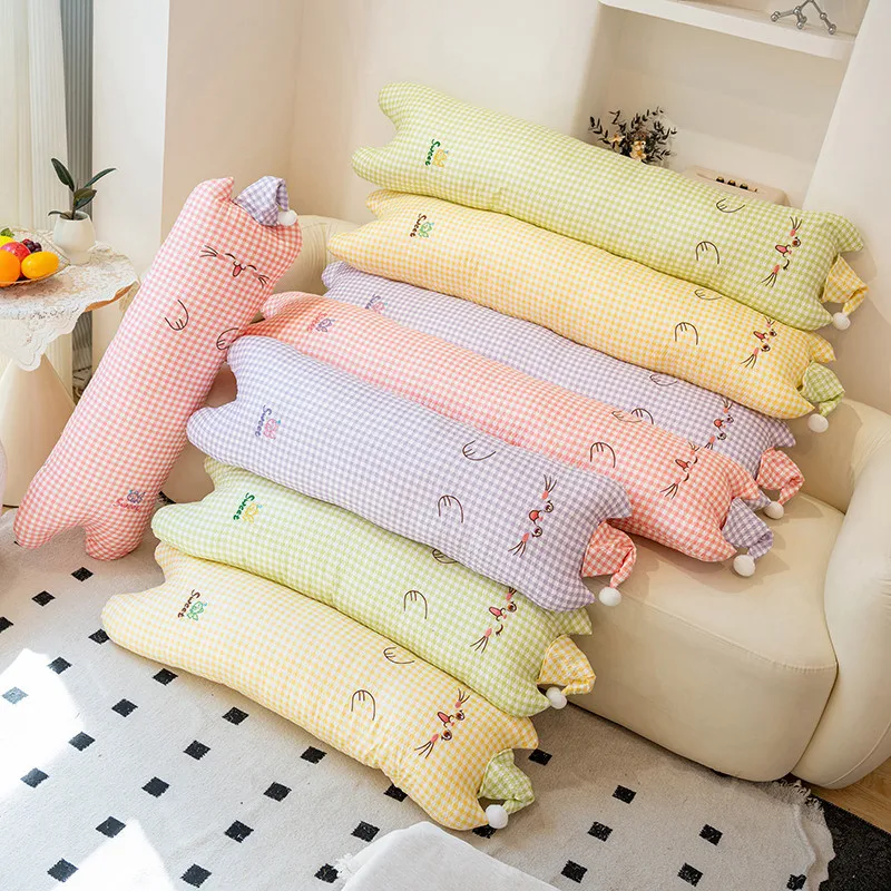 Leuke Lange Kat Knuffels Kawaii Kat Nachtkastje Kussen Rustgevend Gevuld Kussen Verjaardagscadeau voor Kinderen Kawaii Room Decor