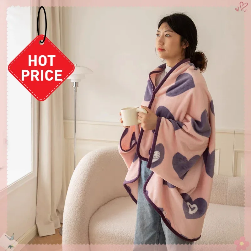 Thickened Flannel Shawl Winter Blanket Air Conditioning Office Lunch Break Siesta Velvet Warm Heating Portable Wearable Blanket