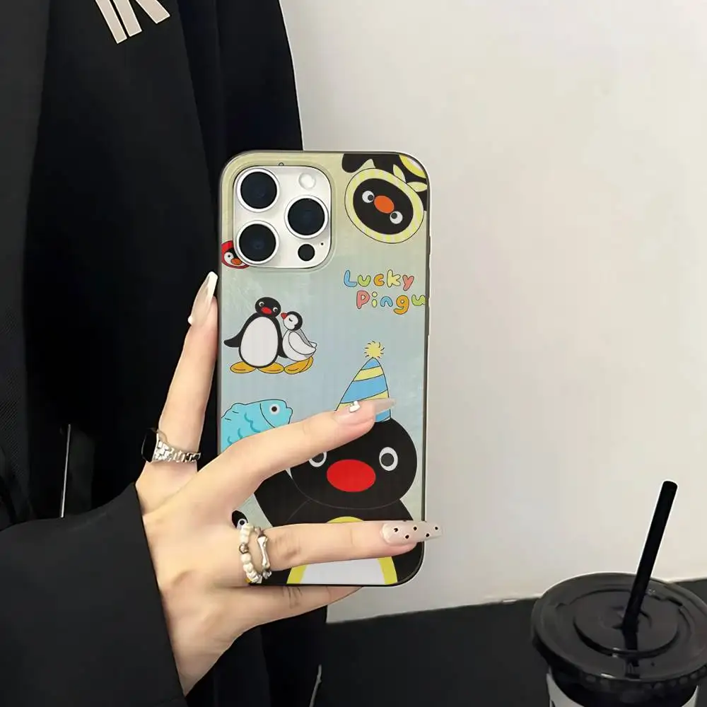 Grappige Cartoon P-Pingu Voor IPhone 16 15 14 13 12 11 17 Pro Max Plus Wave Gegolfd telefoon Case Anti Drop Cover