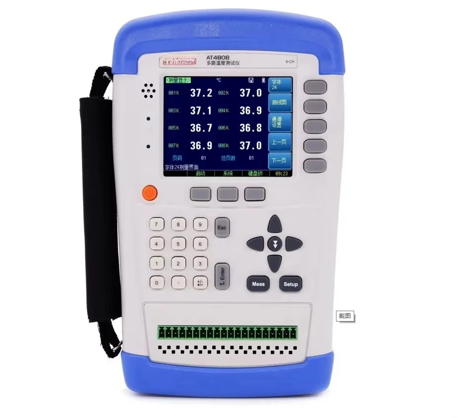 AT4808 Handheld Multi-Channel Temperature Meter Max 128 Channels Universal Thermocouple ABS Material OEM Customizable