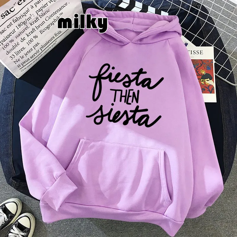 

2021 Fashion Spanish Letter Printed Hoodies Korean style Streetwear Fleece Swearshirt Long Sleeve Casual Oversize Graphic Hoodie