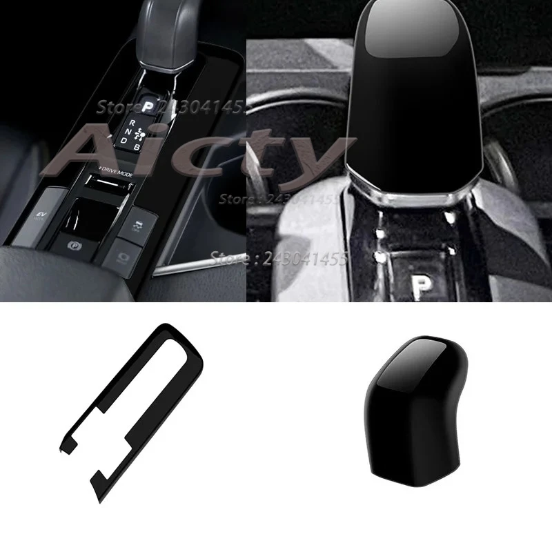 Für Toyota CHR C-HR 2024 2025, ABS Schwarz Faser Innen Auto Getriebe Shift Getriebe Kopf Knopf Abdeckung Trim getriebe Shift Panel Zubehör