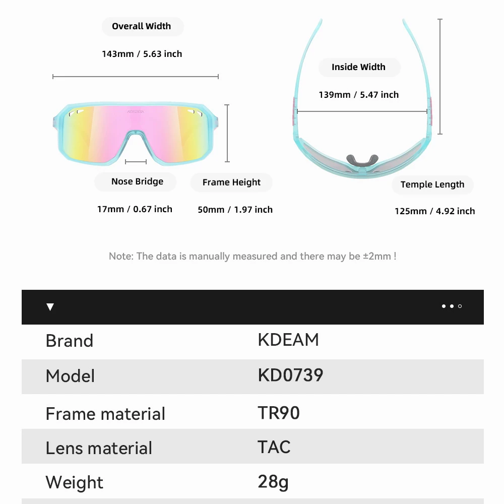KDEAM Large Frame One-piece Polarized Myopia Sunglasses TR90 Windproof Cycling Glasses Outdoor Sports Eyewear -0.50 TO -10.00