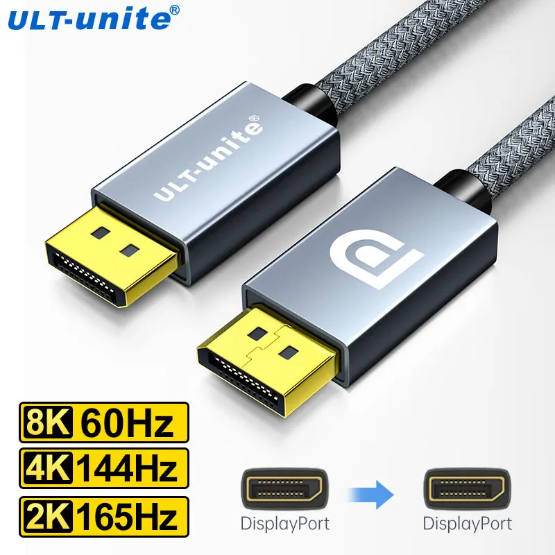 

8K@60Hz 32.4Gbps HDR DP1.4 Cable 2m 3m 7680*4320 HD Cable 4K@144Hz High Speed Data Transfer TV Connector for Laptop PC Monitor