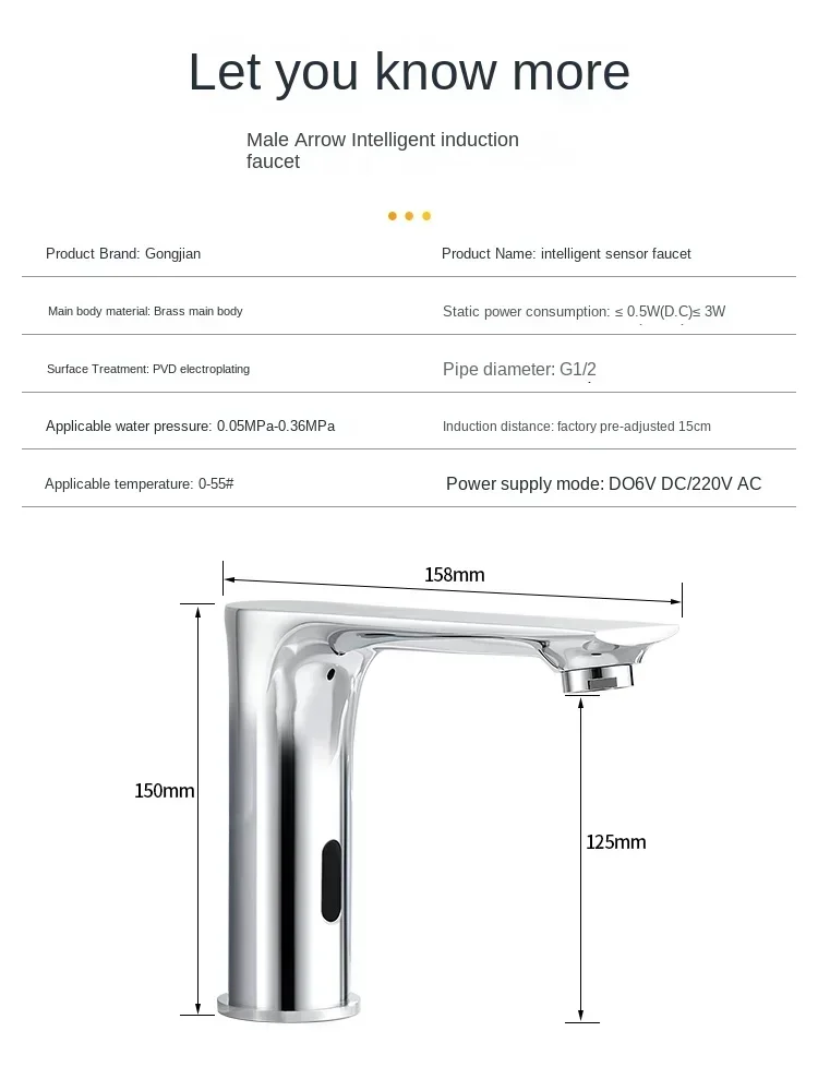 Gongjian All Copper Intelligent Sensing Wasserhahn, voll automatisches Infrarot-Einzel kühl becken, Sensing Extended Hand Desinfektion mittel