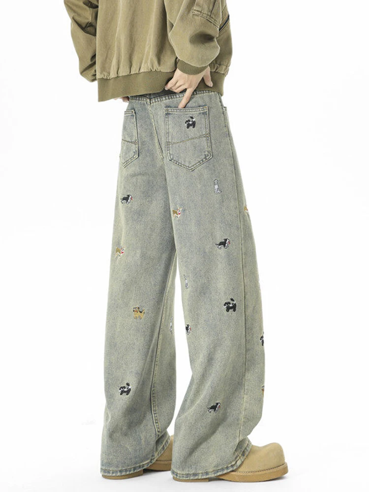 NERSUM Embroidered Waed Jeans Straight Leg Micro Flared Women's Design Sense Casual Comfortable Fit Youth ular Sle