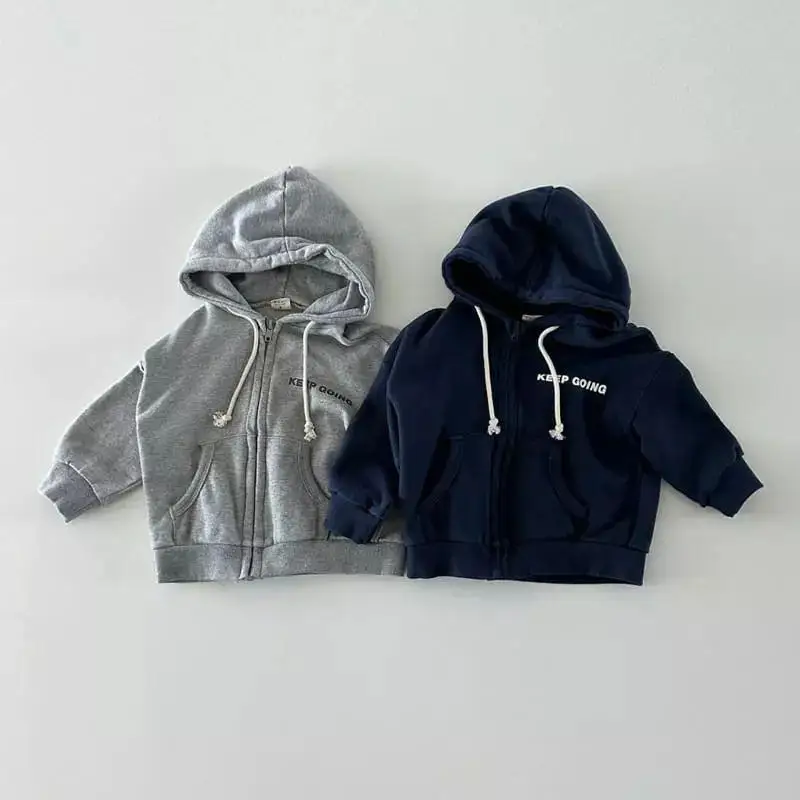 Sudadera con capucha de manga larga para bebé, abrigo de algodón para niña, Tops con letras, chaqueta informal con cremallera, ropa para niños,