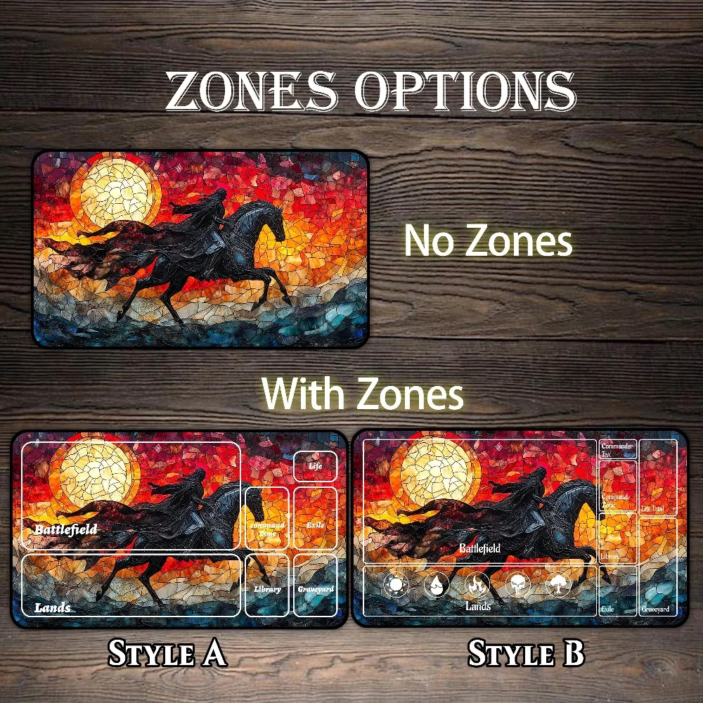 MTG Playmat, Stained Glass Knight Custom Play Mat, TCG Playmat with Zones alfombrillas para escritorio tapis de souris desk mat
