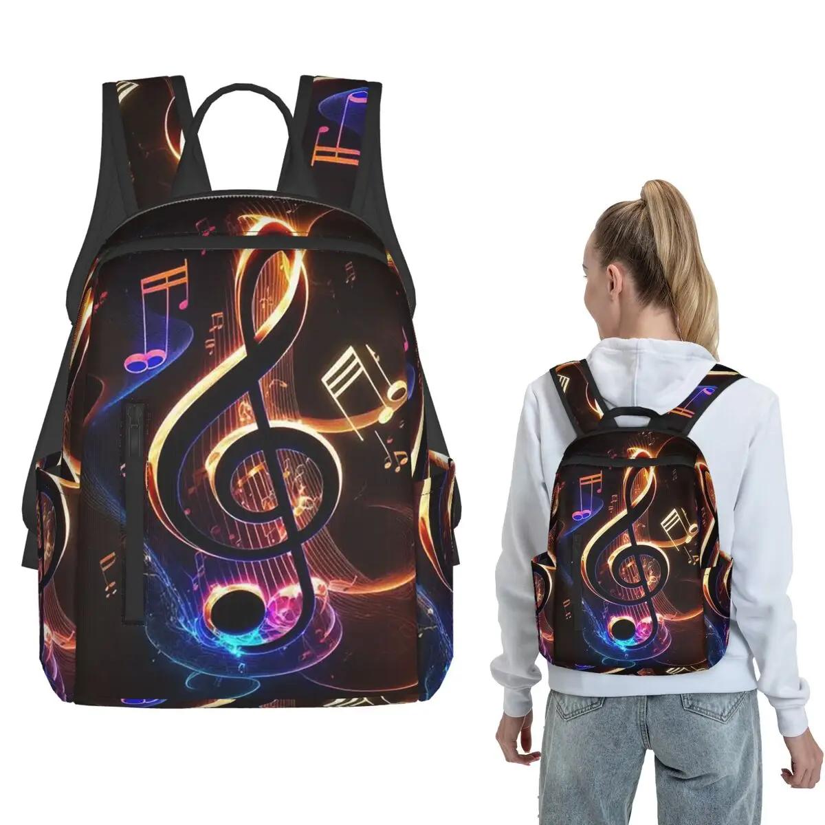 Music Themed Musical Notes Backpack Daypack Boys Girls BookBag School Bag Shoulder Bags for Men Women