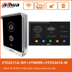 Dahua Wi-Fi POE Video Intercom Kit 10inch Touch Monitor Wireless Video DoorPhone Doorbell Station VTO2211G-WP VTH5341G-W System