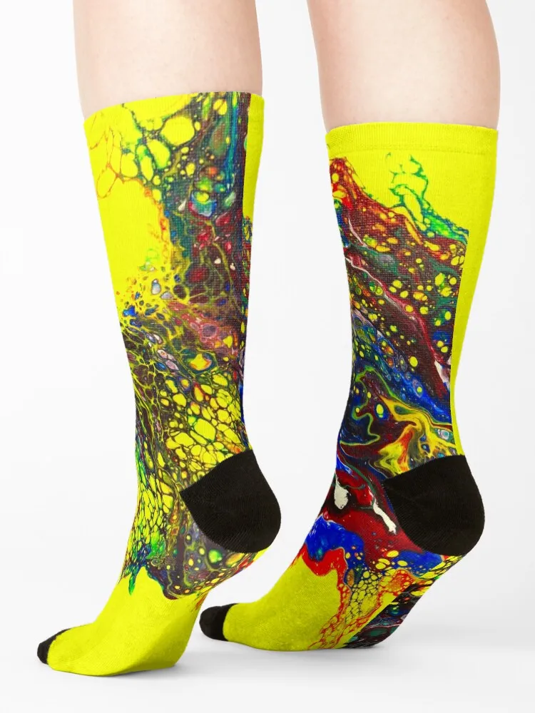 Yellow Radiance: Energetic Fusion Socks with print bright garter set designer brand Men Socks Women's