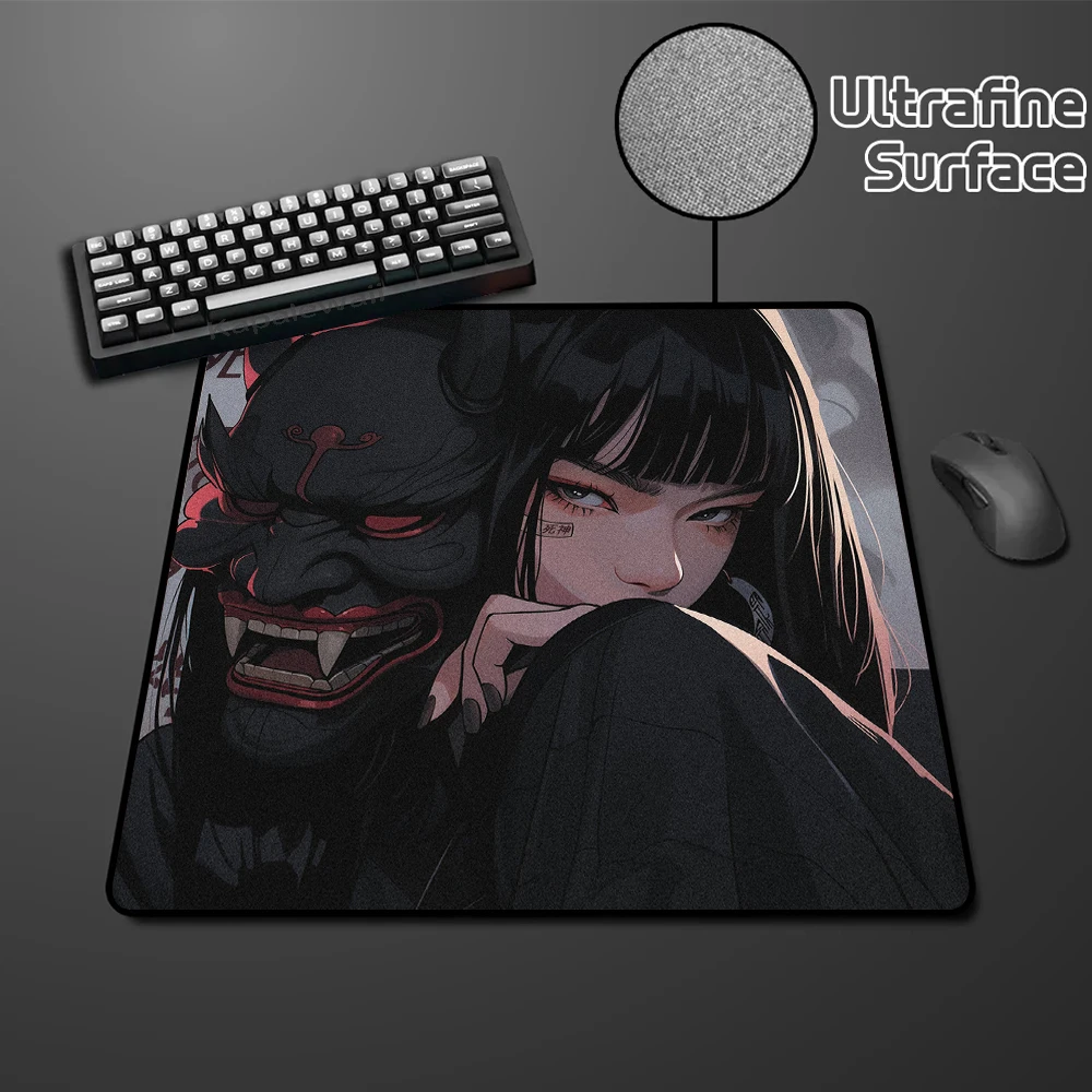 

Anime Mask Girl Mouse Pad Speed Mouse Mat Locking Edge Non-slip Desk Mat Gamer Mousepad Uitrafine Surface Keyboard Pads 45x40cm