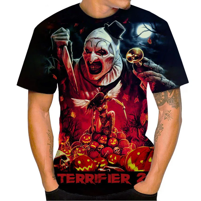 Summer Terrifier Horror Movie 3D Print T-Shirts Men Women Casual Fashion Oversized Short Sleeve T Shirt Male Tees Tops Clothing