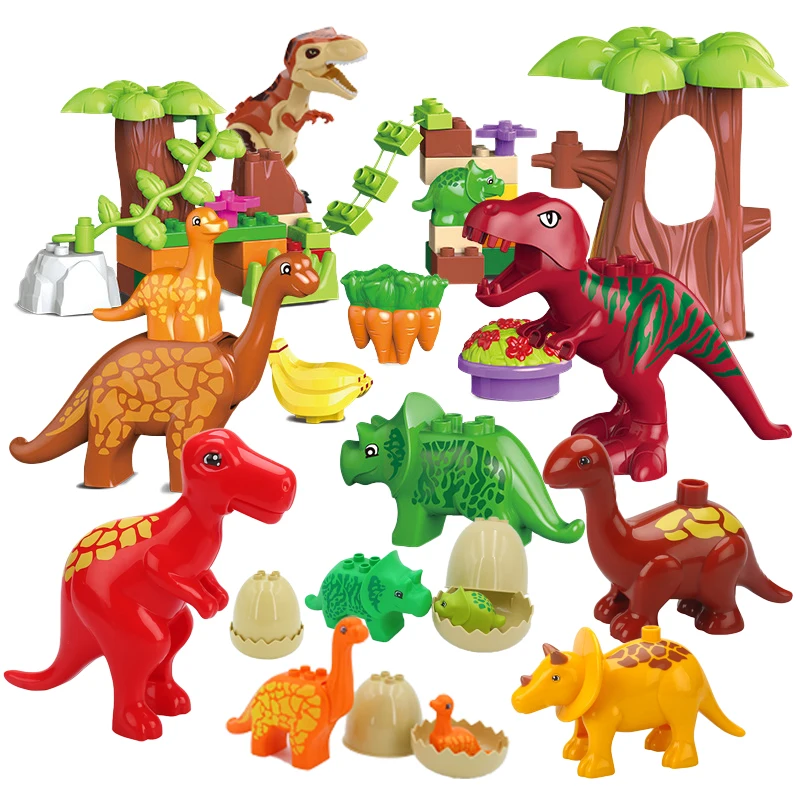 Compatible Big Building Blocks Animal Dinosaur Tyrannosaurus Pterosaur Accessories Large Bricks Kids Assembly Toys Party Gifts