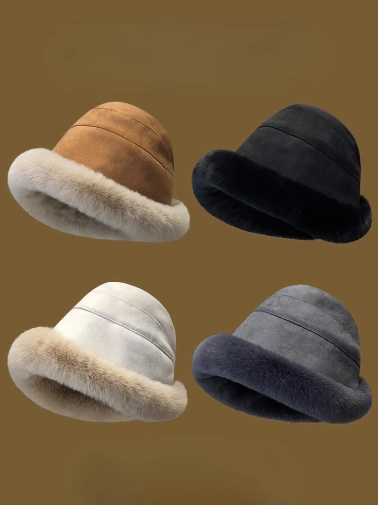 Winter New Style Plush Fisherman's Hat Warm Cotton Windproof Ear Protection Female Autumn and Winter Plush Basin Hats for Women