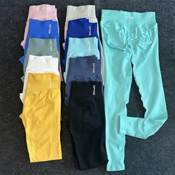 Dfyne-mallas de impacto con logotipo para mujer, Leggings de Yoga sin costuras, pantalones deportivos de gimnasio, banda acanalada baja, medias de Fitness de alto estiramiento