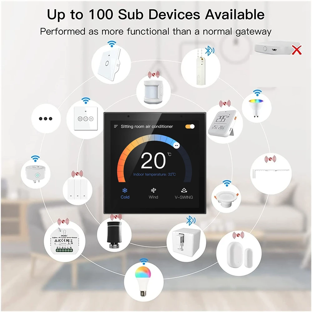 Panel táctil multifunción con función de puerta de enlace Zigbee, Control Central Tuya Smart Life, juego de enlace de escena de hogar inteligente,