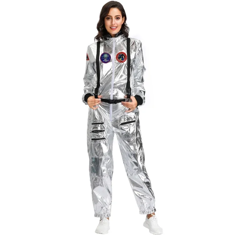 SN66 Bambini adulti Astronauta Argento Astronauta Costume Cosplay Spazio Vestito Uomo Donna Tuta Halloween Carnevale Party Dress U2 @ w $