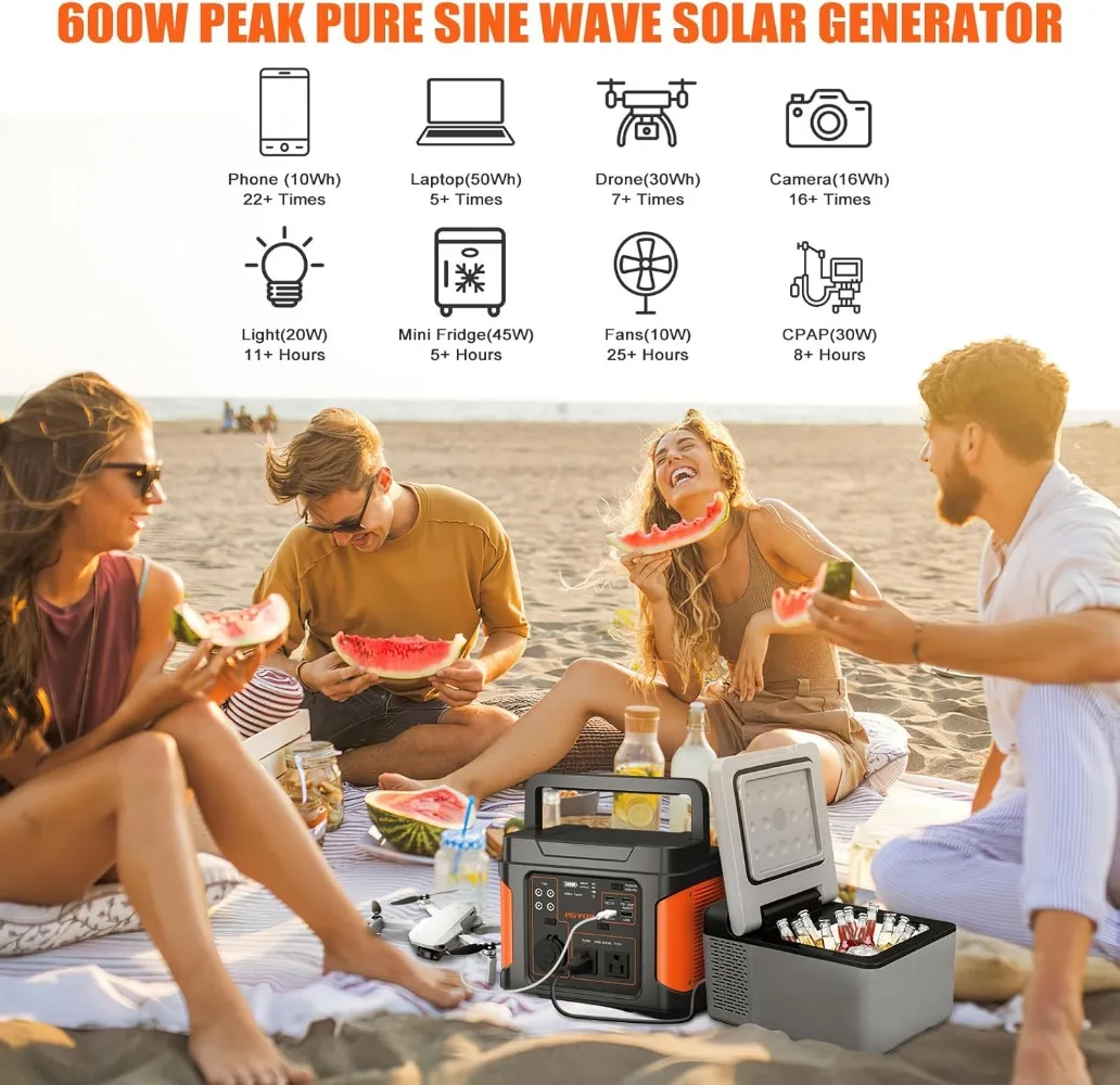 400W,296Wh Outdoor Solar Generator Backup Ternary Battery Pure Sine Wave Power Pack with AC/DC Outlet,for Home, Camping, RV