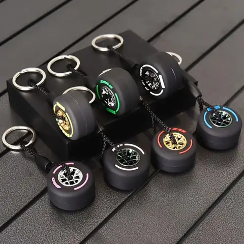 1개 미니 레이싱 타이어 키체인 자동차 키 액세서리 창의적인 휠 참 선물 친구 자동차 애호가용