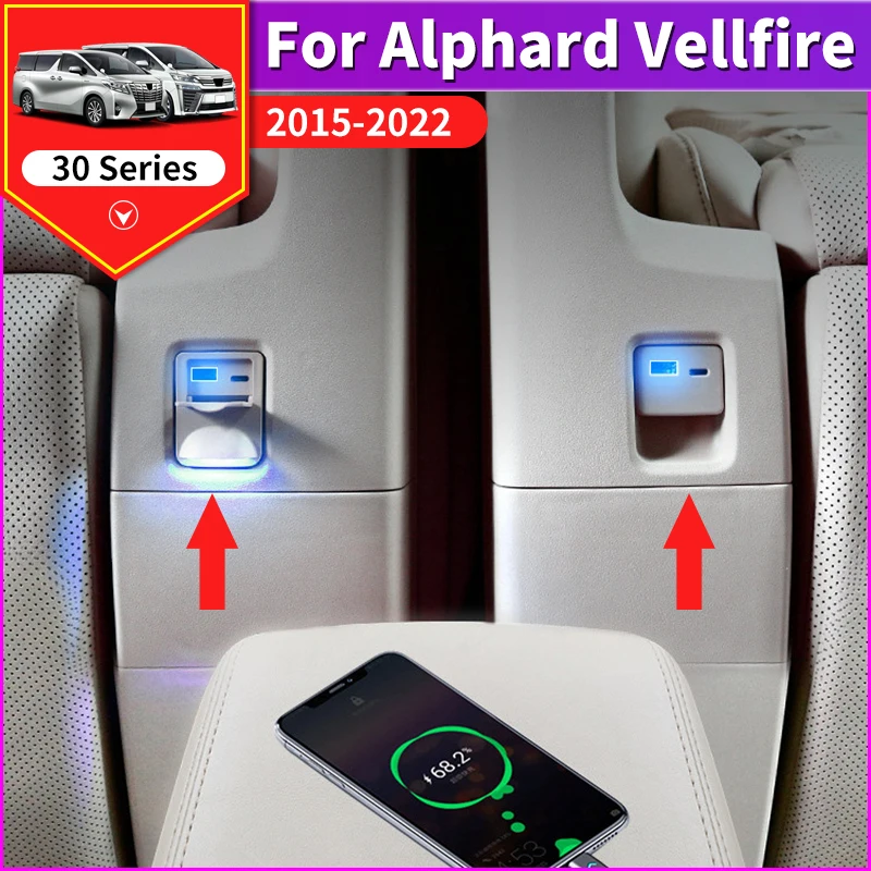 2015-2021 For Toyota Alphard Vellfire 30 Series Seat USB Charger PD Type C Fast Charger Dual Interface Modification Accessories