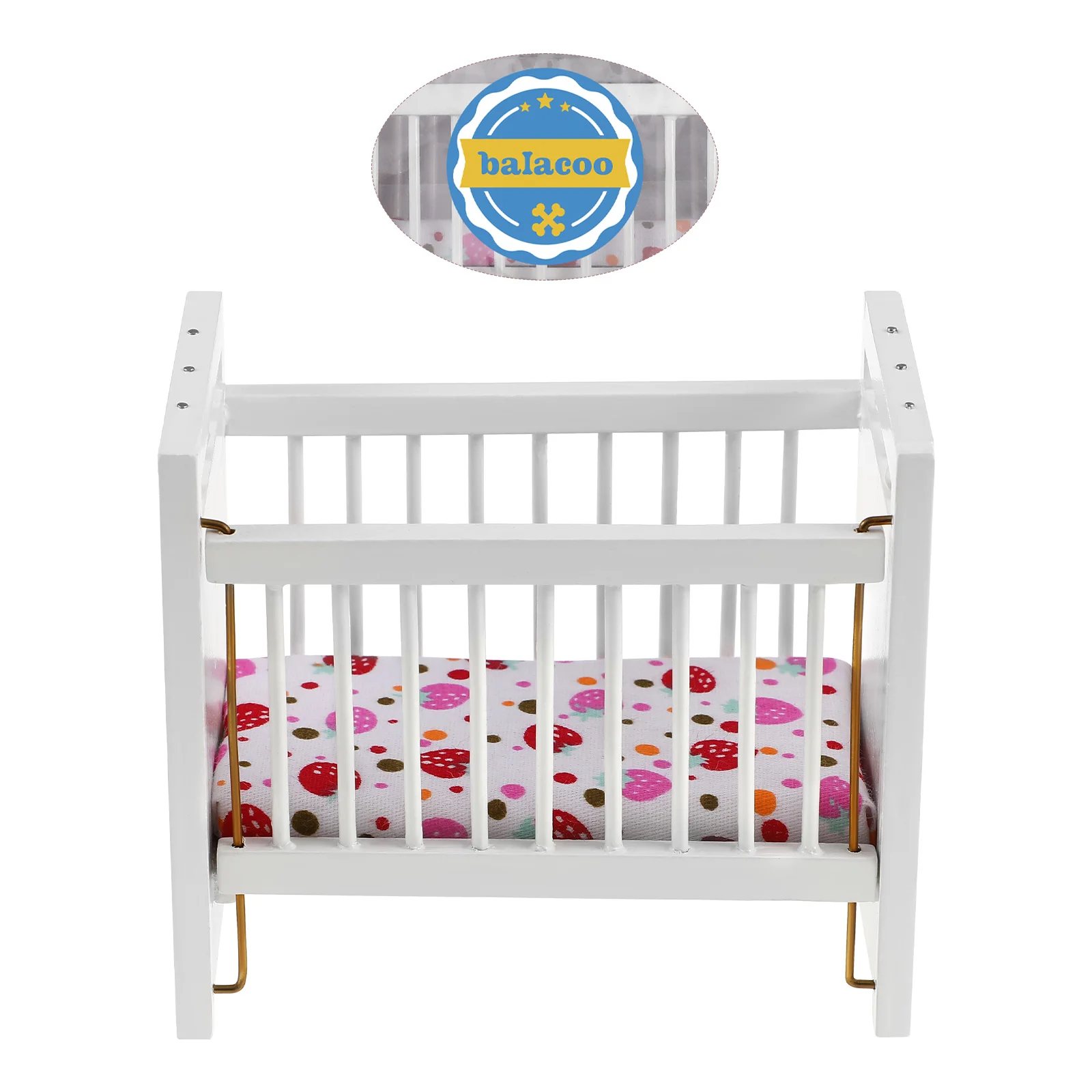 House Furniture Accessory Baby Crib Miniature Bed Decoration Collection Ornament Toy for Toddler Kids Children