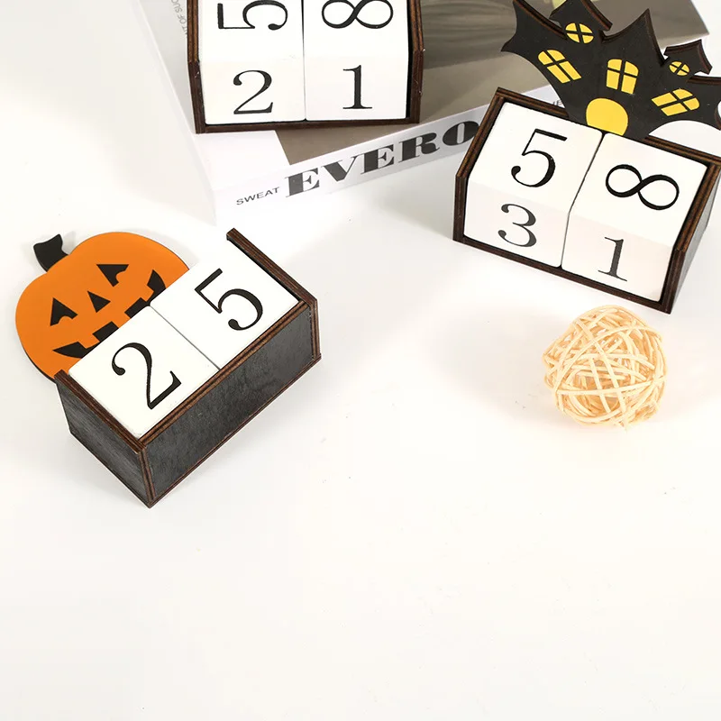 Halloween Advent Calendar Wooden Countdown Date Display Desktop Supply Pumpkin Ghost Design Home Party Decoration Gift New