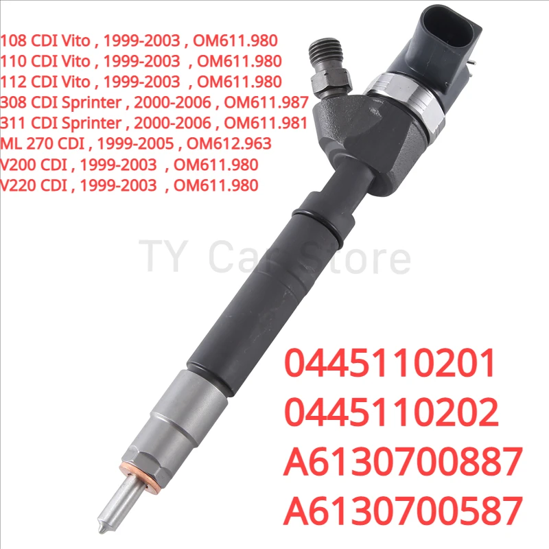 

A6130700887 0445110201 0445110202 New Diesel Fuel Injector for Mercedes-Benz Vito ML270 99-03 , Sprinter 00-06 OM611.980