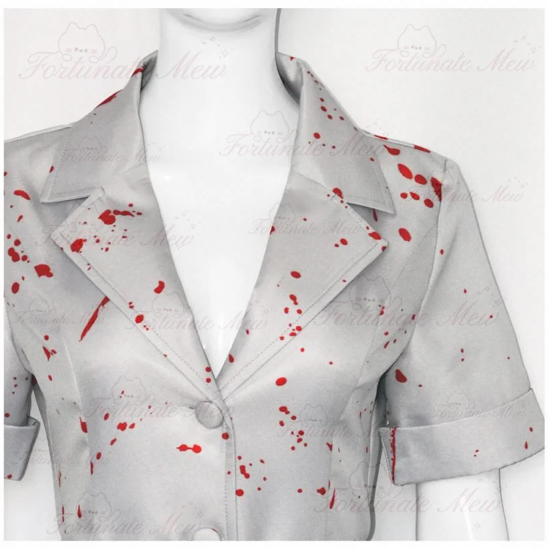 Movie Silent Hill Cosplay Nurse White Bloodstained belt and hat Uniform Halloween Costume Fancy Halloween Dress for Woman view 3